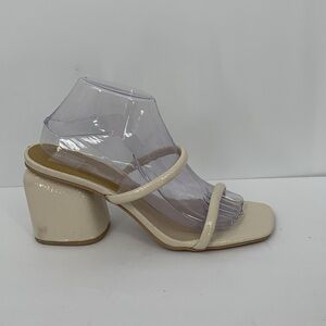 Dolce Vita Double Strap slide heel sandals chunky patent cream ivory strappy 10